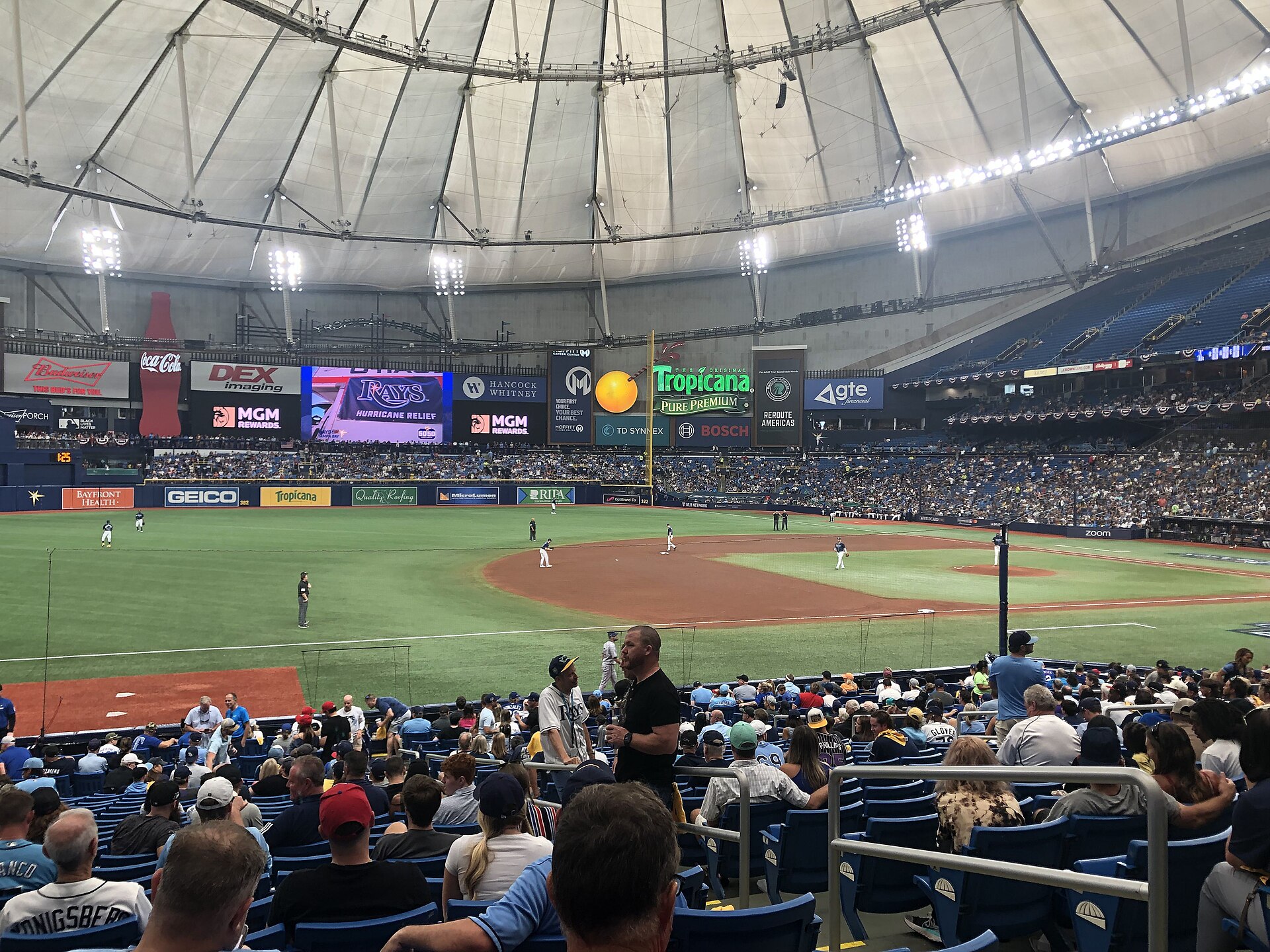 Tropicana Field in St. Petersburg, Florida, during a playoff baseball game